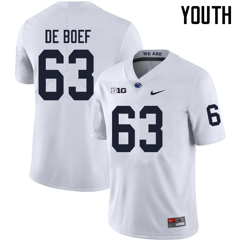 Youth #63 Collin De Boef Penn State Nittany Lions College Football Jerseys Sale-White - Click Image to Close